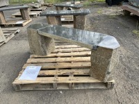 Hand Polished Notched Black Basalt Bench