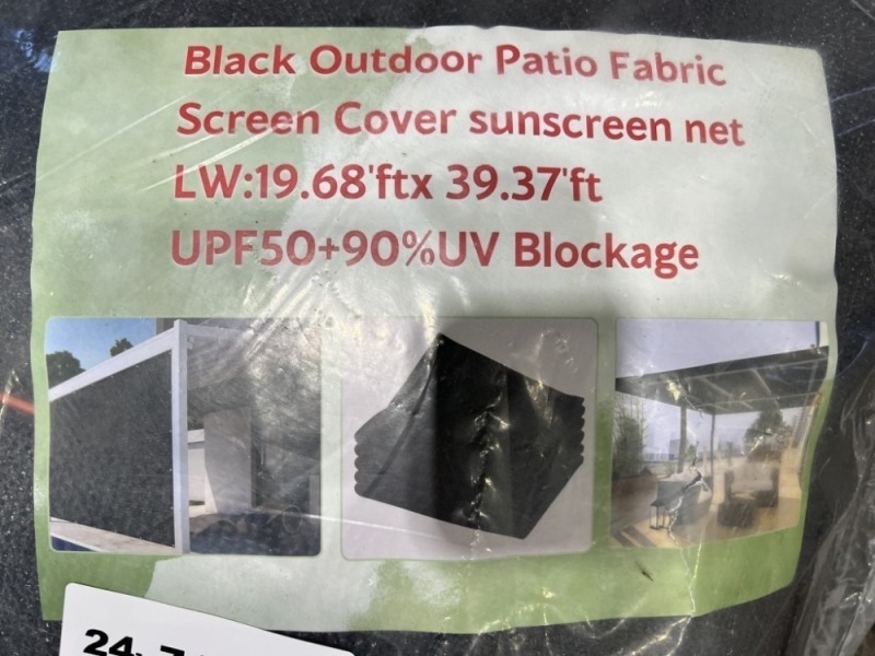 2024 19x39 Fabric Patio Screen - Black