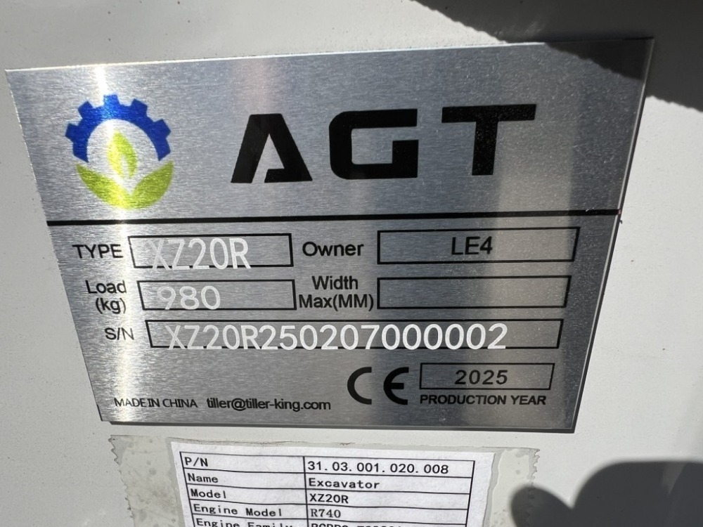 2025 AGT XZ20R Mini Hydraulic Excavator | J. Stout Auction
