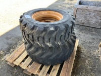 Skid Steer Tires On Rim, Qty 2