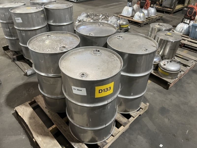 Stainless Steel 30 Gallon Drums, Qty 4