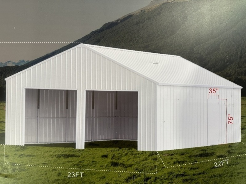 2025 AllMetal K2119 Double Garage Metal Shed