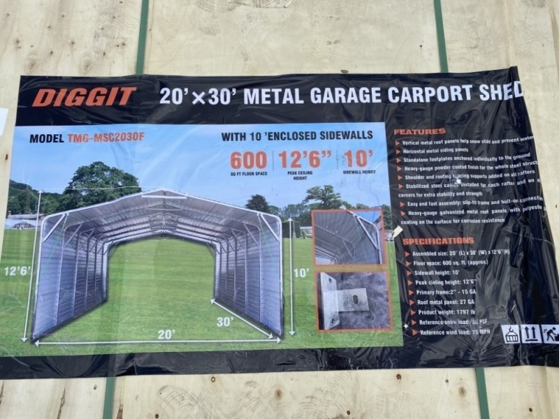 2023 Diggit 20' X 30' Metal Garage/Carport/S