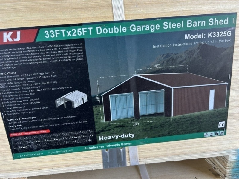2025 AllMetal K3325G Double Garage Barn Shed
