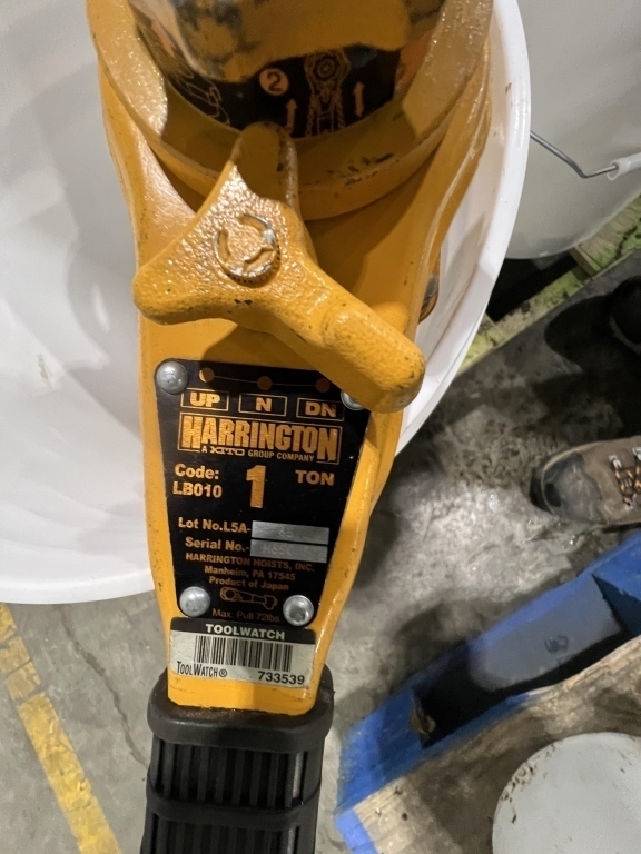 Harrington LB010 1 Ton Chain Hoist Qty 2