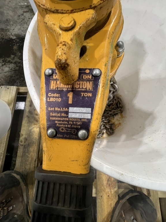 Harrington 1 & 2 Ton Chain Hoist Qty 2