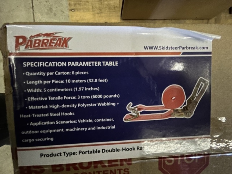 2025 PABREAK Double-Hook Ratchet Straps Qty 6