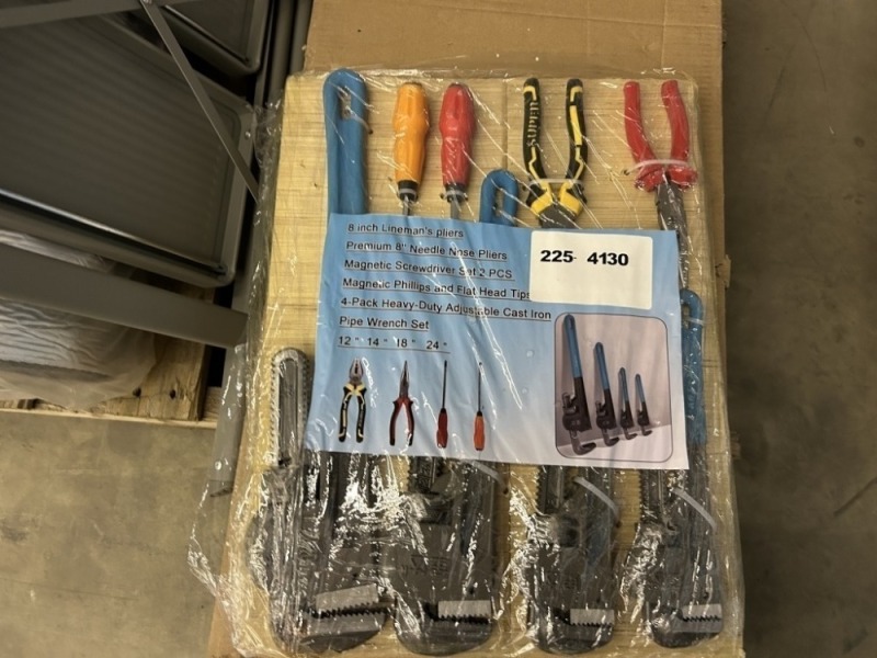 2025 Pipe Wrench Set w/Screwdrivers & Pliers