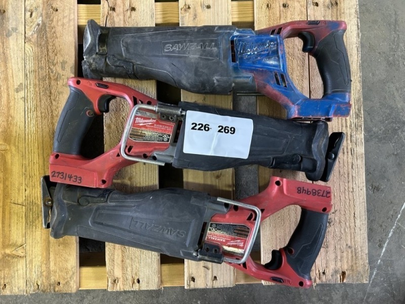 Milwaukee Reciprocating Sawzalls, Qty. 3