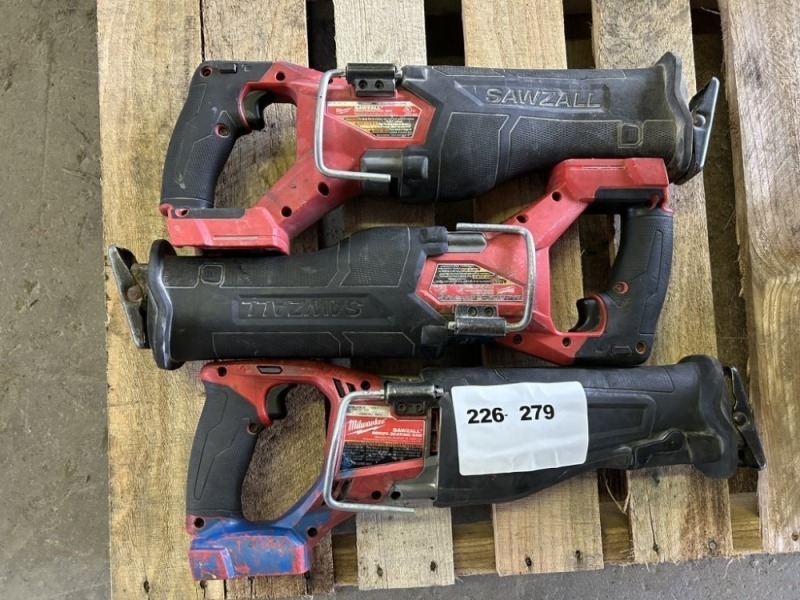 Milwaukee Reciprocating Sawzalls, Qty. 3