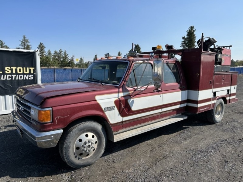 1991 Ford F350 XLT Lariat Crew Cab Utility Truck