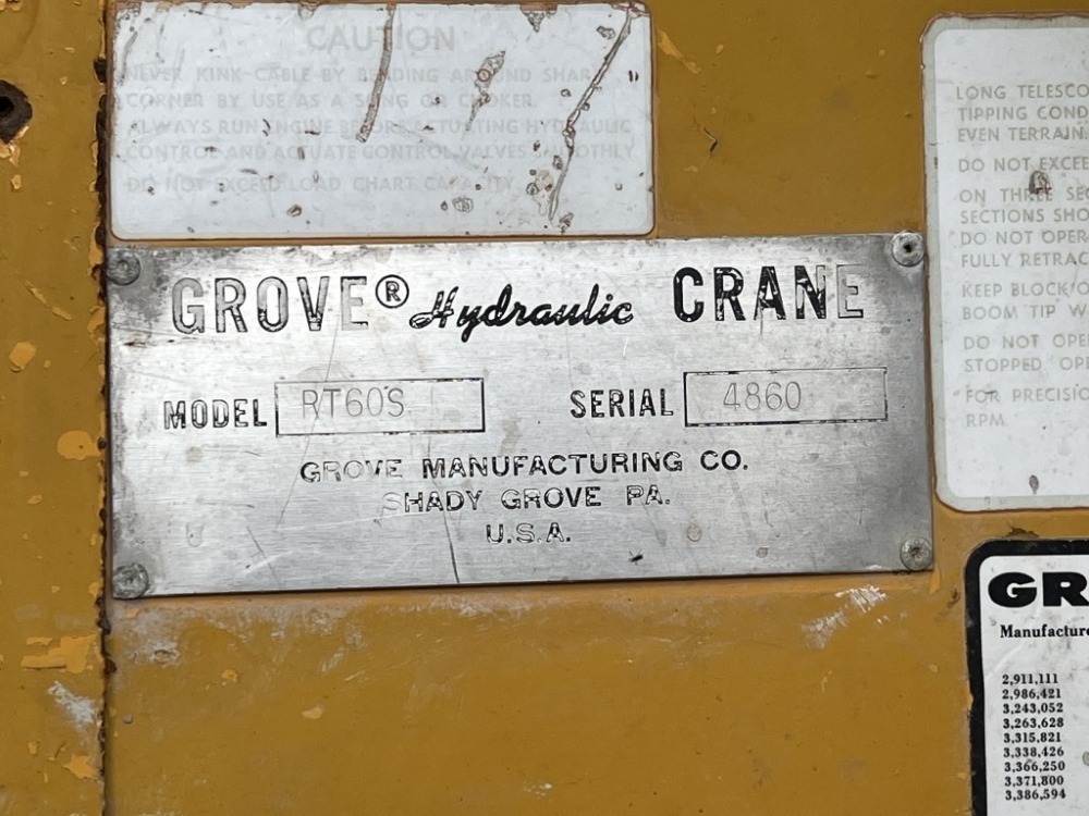 1970 Grove RT60S 4x4 Rough Terrain Crane | J. Stout Auction