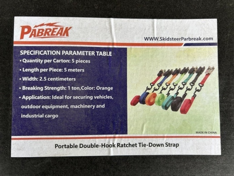 2026 Pabreak Double-Hook Ratchet Straps Qty 5
