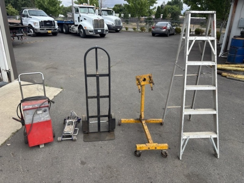 Battery Charger, Engine Stand & Ladder