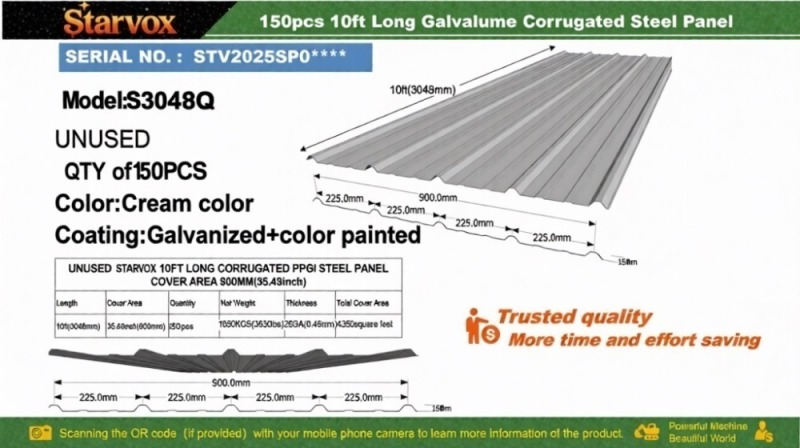 2026 10' Corrugated Steel Panels, Qty. 150