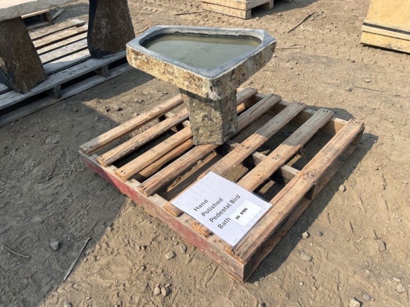 Hand Polished Pedestal Bird Bath