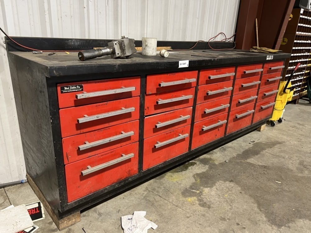 Work Pro Red Workbench Work Station Pro 20 Drawer Workbench | J. Stout Auction