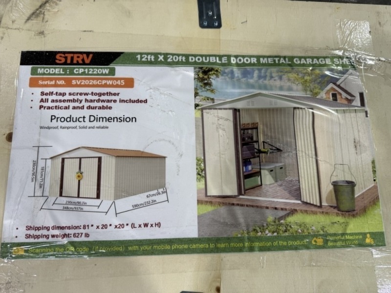 2026 Starvox CP1220W Metal Garage Shed