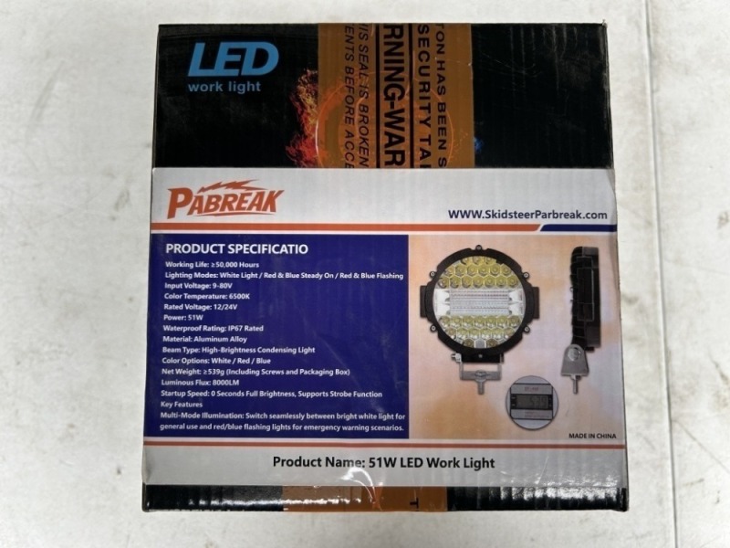 2026 Pabreak 51W LED Work Light, Qty. 4